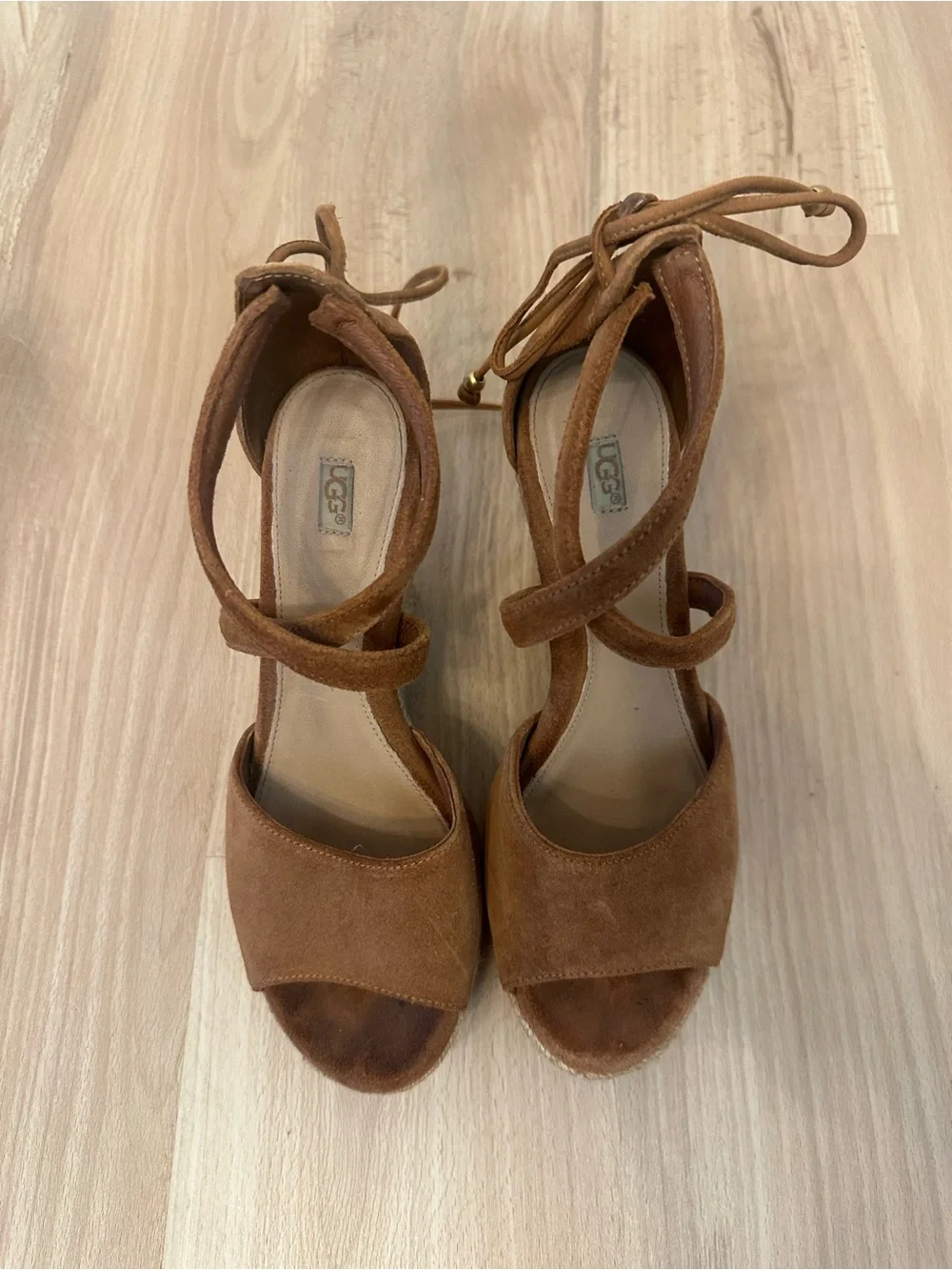 Ugg Reagan Suede Wedge Espadrille Sandals - Size 7